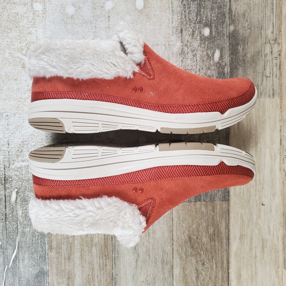 Ryka Adventure Womens Shoes Sz 9.5 W Adobe Red Water-Repellent Leather Fur Trim - Picture 7 of 10